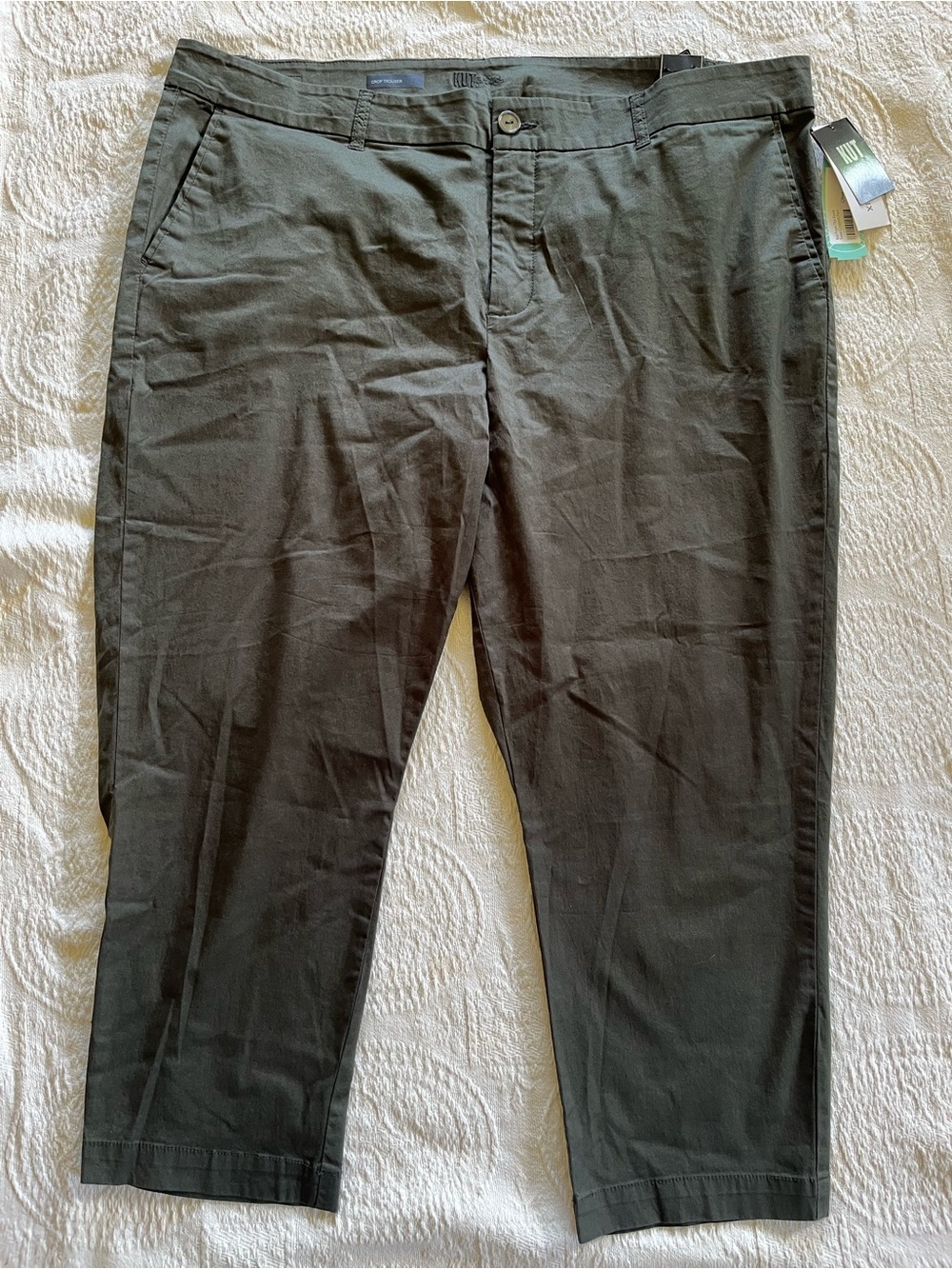 Kut from the Kloth NWT Siena Cropped Trouser Pants Forest Olive 20W